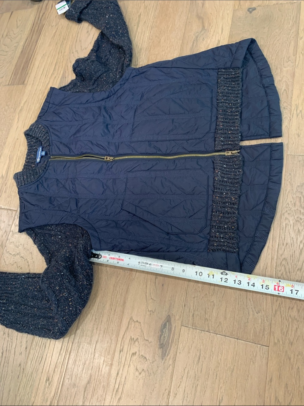 NWT Democracy Mixed-Media Stand Collar Quilted Vest/Jacket Size Large - Picture 9 of 13